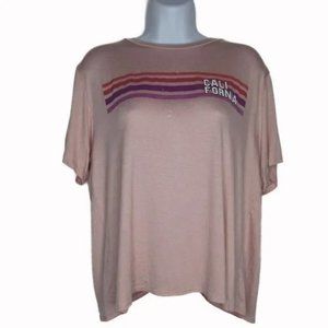 NWT Womens Stunner California Stripes Tee Pink Size XL Graphic T-Shirt G349